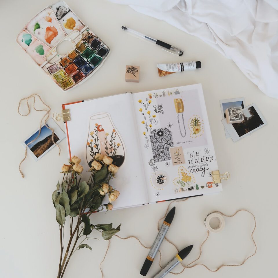 flatlay photography of stuffs on white surface